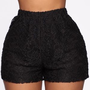 Black lace shorts